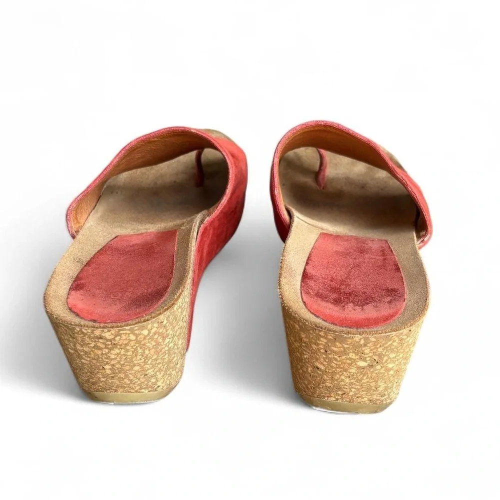 Donald Pliner Ginie Cork Platform Wedge Sandal Orange Suede Leather